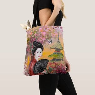 Japanse scène met een vrouw draagtas