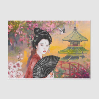 Japanse scène met een vrouw tissuepapier