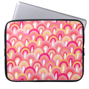 Japanse schelpen naadloos patroon, kleurrijke rege laptop sleeve