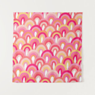 Japanse schelpen naadloos patroon, kleurrijke rege wandkleed