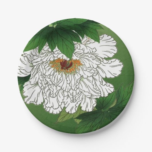  Japanse schets van grote witte pony Papieren Bordje (Voorkant)