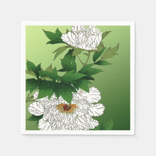 Japanse schets van grote witte pony Servetten (Voorkant)