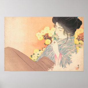 Japanse schoonheid met tattoo van bloem geisha mai poster