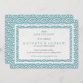 Japanse Seigaiha bespaart de datum zonder foto Save The Date (Voorkant / Achterkant)