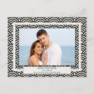 Japanse Seigaiha-golven bewaren de foto van de dat Aankondigingskaart