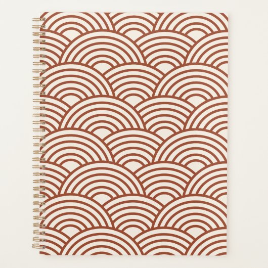 Japanse Seigaiha Wave Rust Terracotta Planner (Voorkant)