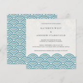 Japanse Seigaiha Waves Elegant Beach Wedding Kaart (Voorkant / Achterkant)