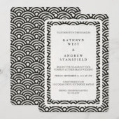 Japanse Seigaiha Waves Elegant Beach Wedding Kaart (Voorkant / Achterkant)