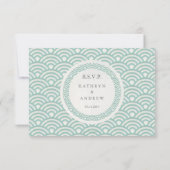 Japanse Seigaiha Waves Elegant Beach Wedding RSVP (Achterkant)