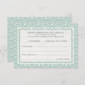 Japanse Seigaiha Waves Elegant Beach Wedding RSVP (Voorkant / Achterkant)