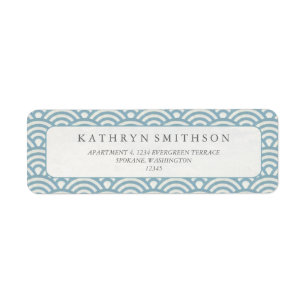 Japanse Seigaiha Waves Elegant Blue & White Etiket
