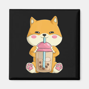 Japanse Shiba Inu Women Girls Kawaii Bubble Boba Magneet