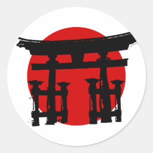 Japanse Shinto-schrijn Ronde Sticker