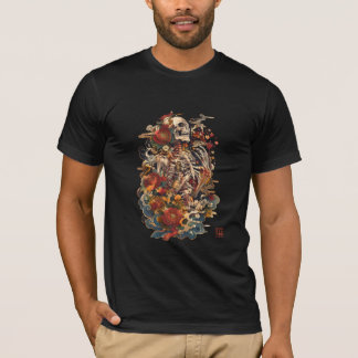 Japanse Skelet Kunst | Gotische Bloemrijke Schedel T-shirt