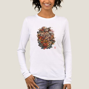 Japanse Skelet Kunst Gotische Bloemrijke Schedel Tri-Blend Shirt