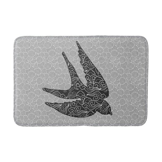 Japanse slik in vlucht, houtskool en lichte grijs badmat (Voorkant)