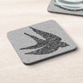 Japanse slik in vlucht, houtskool en lichte grijs bier onderzetter (Linkerzijde)