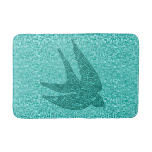 Japanse slik in vlucht, Turquoise en Aqua Badmat