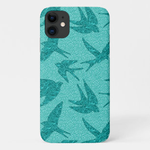 Japanse slikken in vlucht, Turquoise en Aqua iPhone 11 Hoesje