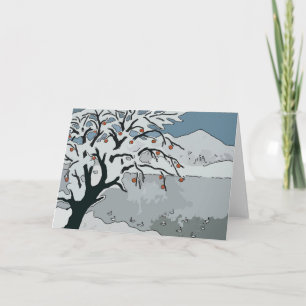 Japanse sneeuw en bergen feestdagen kaart