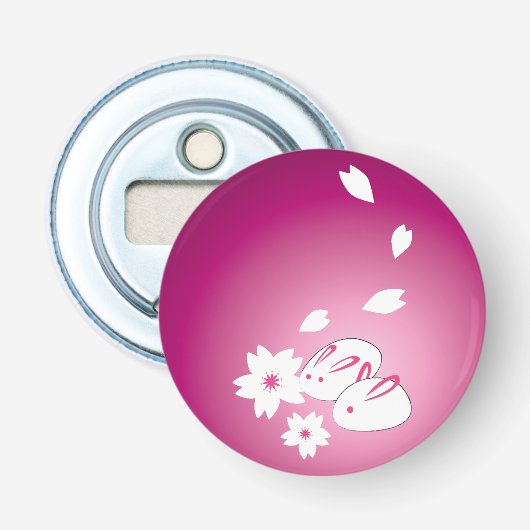 Japanse sneeuwkonijnen en Sakura Button Flesopener (Voorkant)