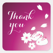 Japanse sneeuwkonijnen en Sakura Dank u Stickers (Voorkant)