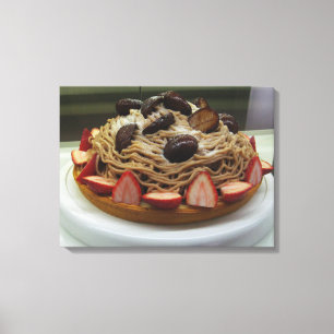 Japanse Spaghetti & Aardbeientaart Canvas Afdruk