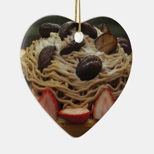Japanse Spaghetti- en aardbeienkap Keramisch Ornament (Rechts)