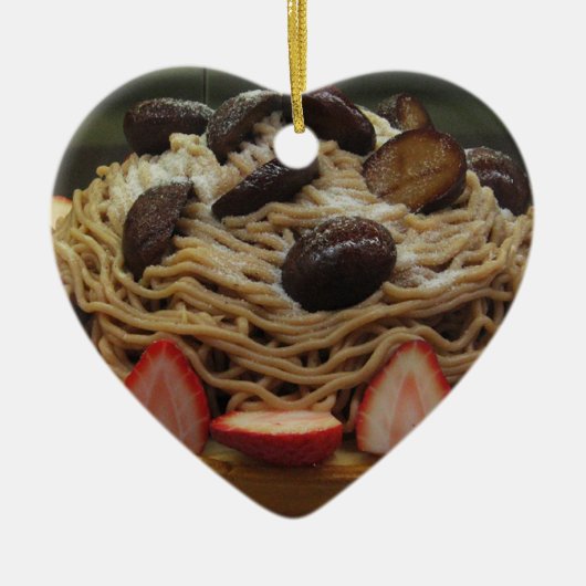 Japanse Spaghetti- en aardbeienkap Keramisch Ornament (Voorkant)