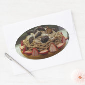 Japanse Spaghetti- en aardbeienkap Ovale Sticker (Envelop)