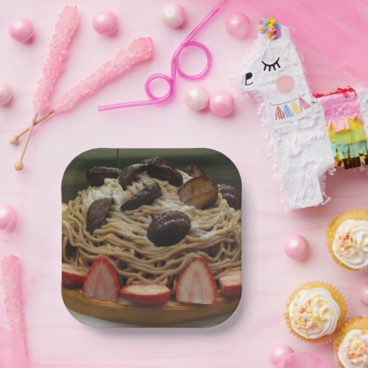 Japanse Spaghetti- en aardbeienkap Papieren Bordje (Feest)