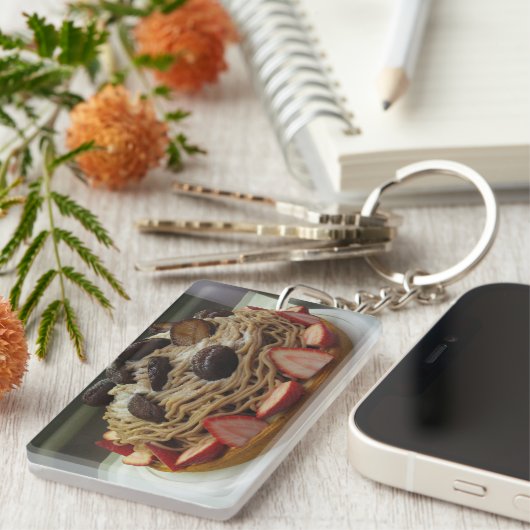 Japanse Spaghetti- en aardbeienkap Sleutelhanger (Voorkant Rechts)