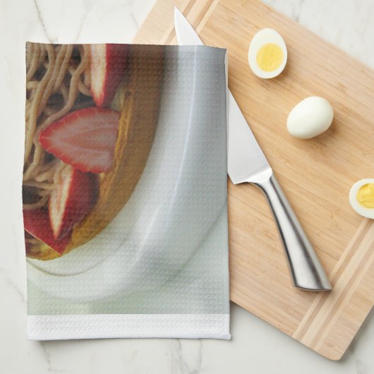 Japanse Spaghetti- en aardbeienkap Theedoek (Quarter Fold)