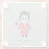 Japanse spin Lady Jorogumo: Cartoon Yokai Glazen Onderzetter (Achterkant)