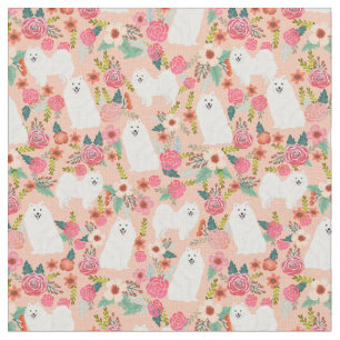 japanse spitz hond floralen perziken stof