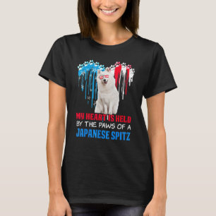 Japanse Spitz Hond Hart 4th van Juli Hond USA Vlag T-shirt
