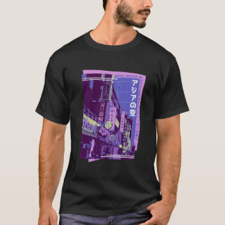 Japanse Stad, Donkere Esthetische Vaporwave Anime T-shirt