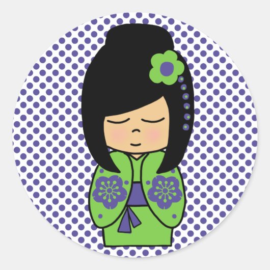 Japanse Sticker Kokeshi Doll (Voorkant)