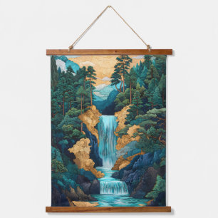 Japanse stijl Cascading Green Waterfall Hangend Wandkleed