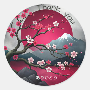 Japanse stijl Dank u Ronde Sticker