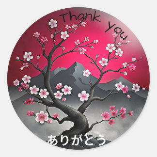 Japanse stijl Dank u Ronde Sticker