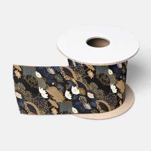 Japanse stijl elegante goud & zwarte bloem bloemri lint
