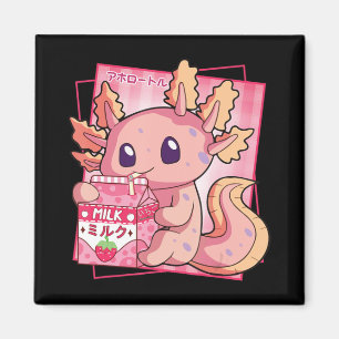 Japanse stijl Kawaii Axolotl aardbeienmelk Magneet