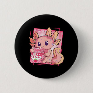 Japanse stijl Kawaii Axolotl aardbeienmelk Ronde Button 5,7 Cm
