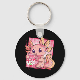 Japanse stijl Kawaii Axolotl aardbeienmelk Sleutelhanger