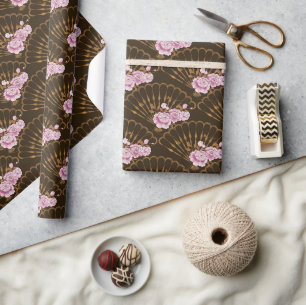 Japanse stijl leuk en rozen cadeaupapier