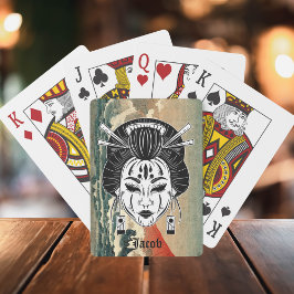 Japanse stijl retro seawave monogram pokerkaarten