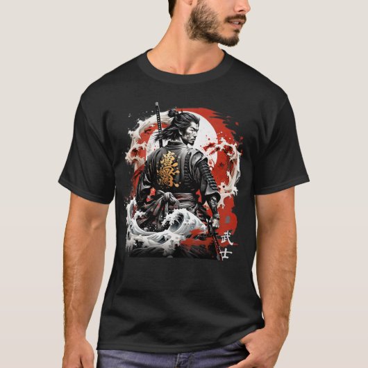 Japanse Stijl Samurai Warrior T-shirt (Voorkant)