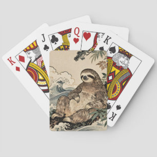 Japanse stijl Schattige Luiaard – Ontspannende Die Pokerkaarten