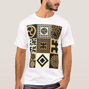 Japanse stijl, zwart goud naadloze patronen. t-shirt